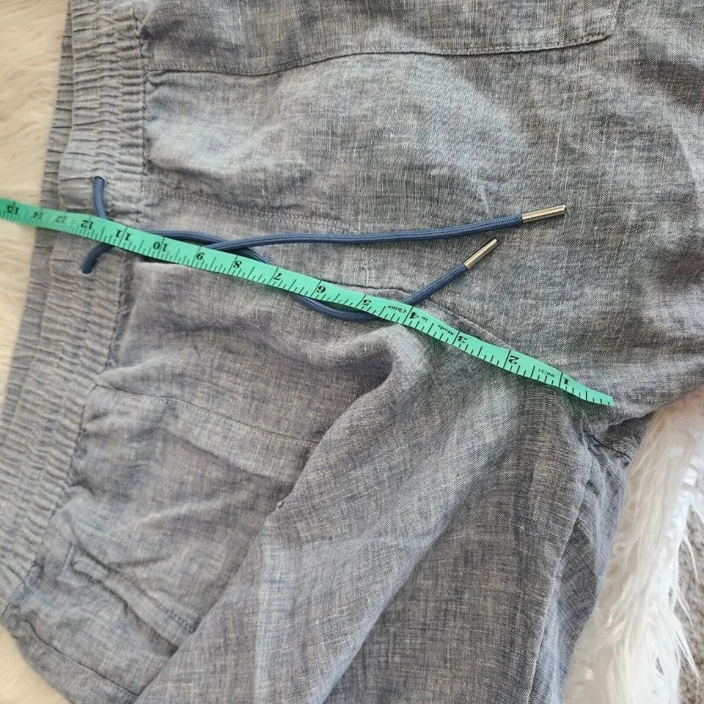 Athleta Jogger Pants Women 18 Plus Blue 100% Linen Pull On Elastic Waist Comfort